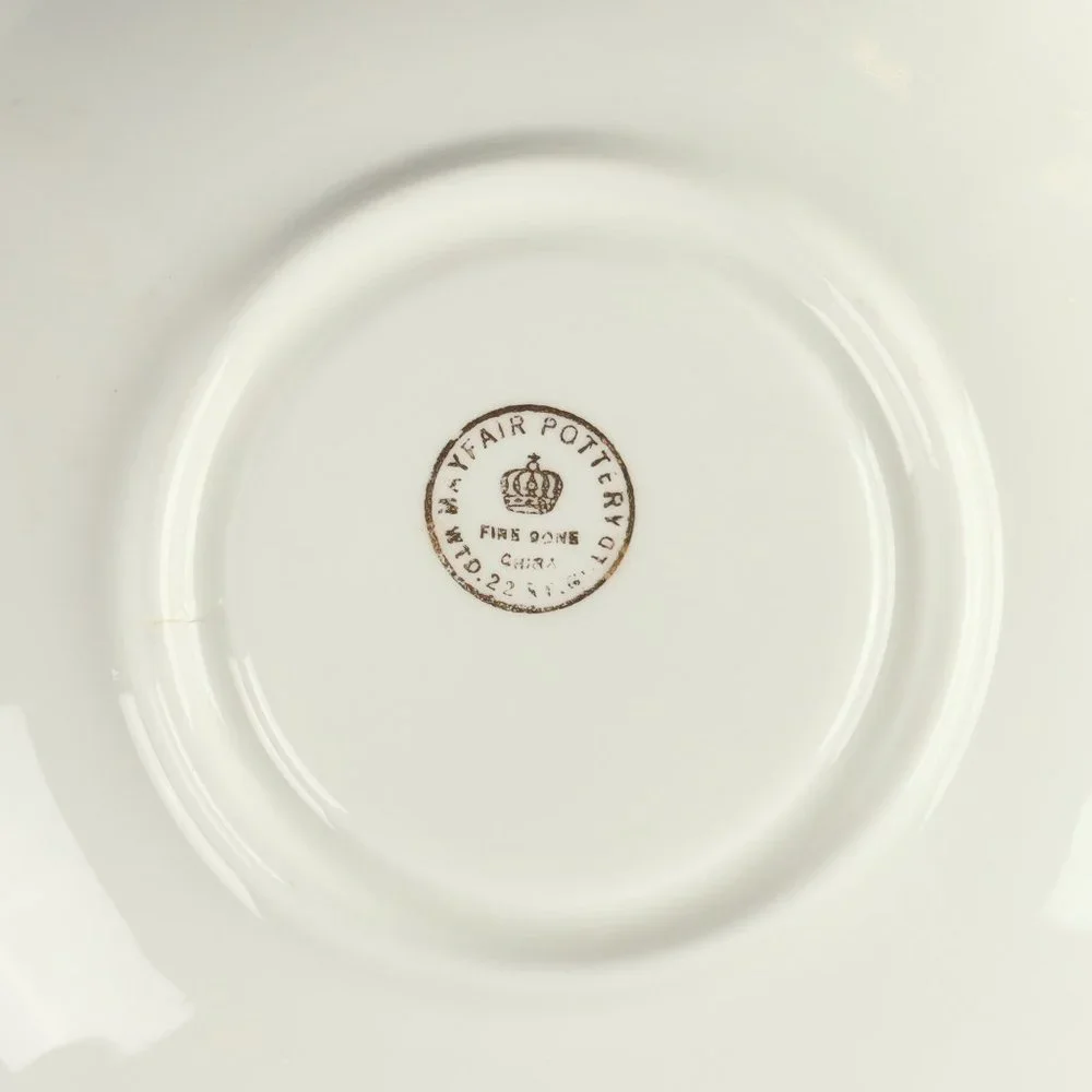 Vintage Mayfair Pottery Fine Bone China 22K Gold Teacup & Saucer